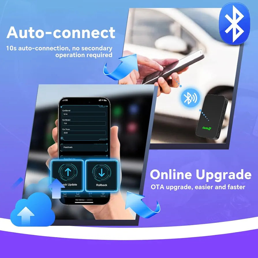 CarlinKit 5.0 Wireless CarPlay Adapter Converts Wired CarPlay to W ireless/Wired Android Auto to W ireless