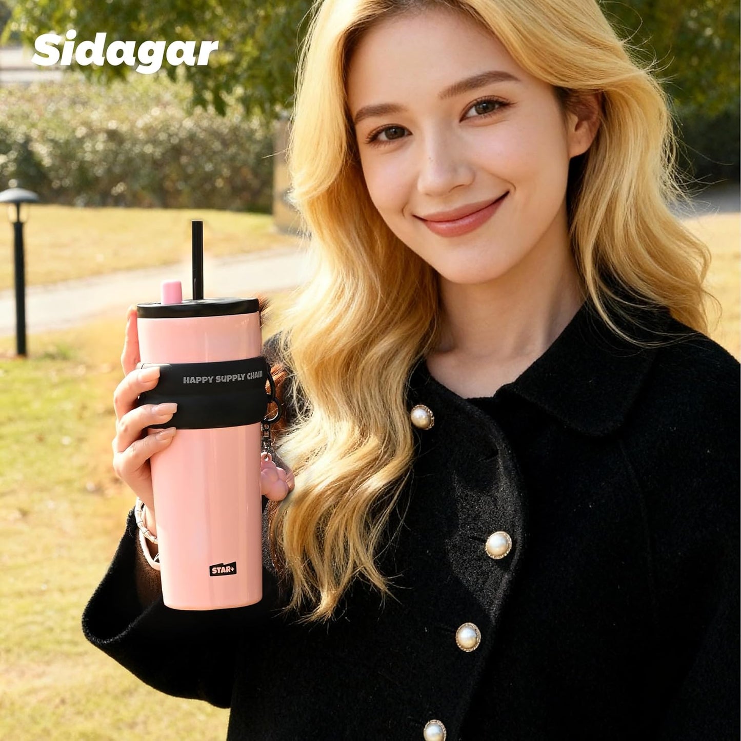 STAR+ (Black Pink) 25.0 fl oz (710 ml) Aurora Dream Straw Cup Water Bottle Tumbler