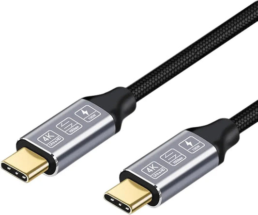 USB C to USB C Cable, 10Gbps 100W USB 3.1 Gen2 Data Cable, PD 3.0 Fast Charging Cable 4K @ 60Hz Video Output for Thunderbolt 3, Laptop, Mobile Phone, Graphics Tablet, Drone, SSD OTG, Monitor, Devices