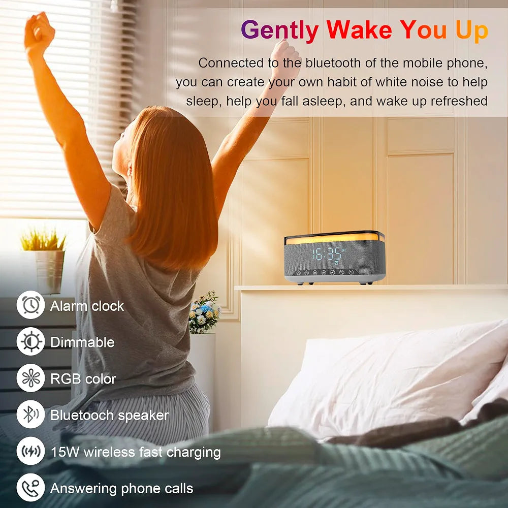 Multifunctional RGB Night Light Wireless Charging Station BT Speaker Digital Alarm Clock