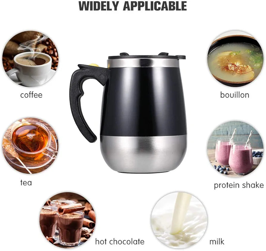 Self Stirring Mug 450ml Coffee Cup Stainless Steel Inner Automatic M ing Coffee Tea Hot Chocolate Milk Protein Shake for Home Office Travel AURH'
