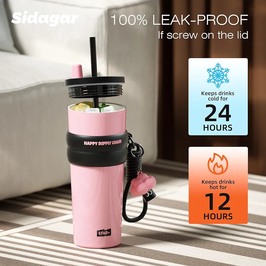 STAR+ (Black Pink) 25.0 fl oz (710 ml) Aurora Dream Straw Cup Water Bottle Tumbler