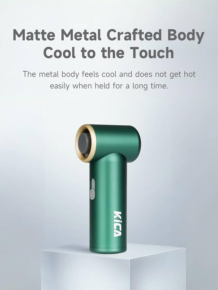 KiCA JetFan KC1 Compressed Air Blower, 36000 RPM Electric Air Can for Computer Keyboard Cleaning, Hair Drying, Recharging Battery, 10W Fast Charging - Green