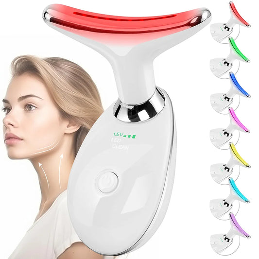 Facial Massager Red-Light-Therapy-for-Face and Neck, Face 𝖲 culpting Wand with 7 Color (Light White)