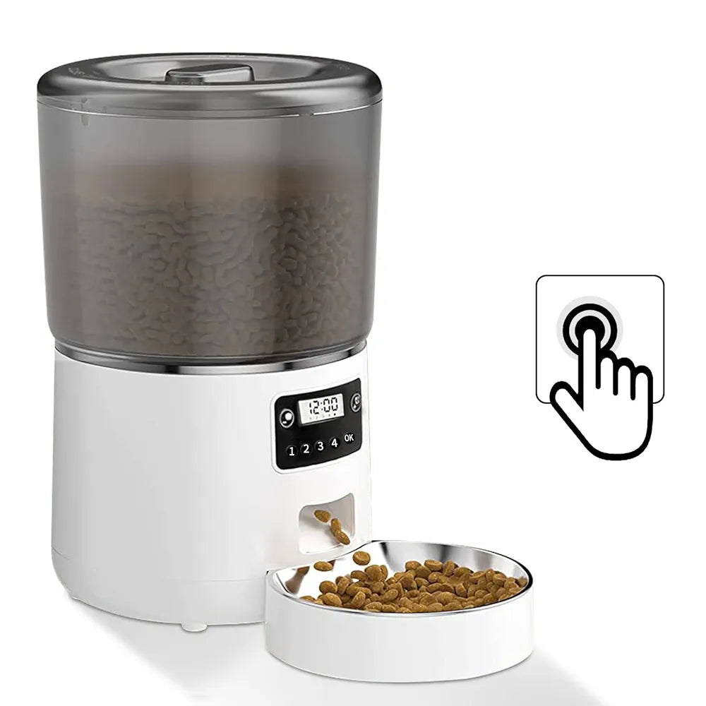 Automatic 4L Cat Feeders, Smart Pet Feeder with Stainless Steel Bowl, Pet Dry Food Dispenser with Time & Portion Control, Low Food & Blockage Sensor, up to 15 Meals Per Day