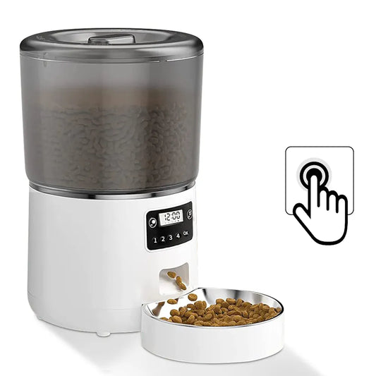 Automatic 4L Cat Feeders, Smart Pet Feeder with Stainless Steel Bowl, Pet Dry Food Dispenser with Time & Portion Control, Low Food & Blockage Sensor, up to 15 Meals Per Day