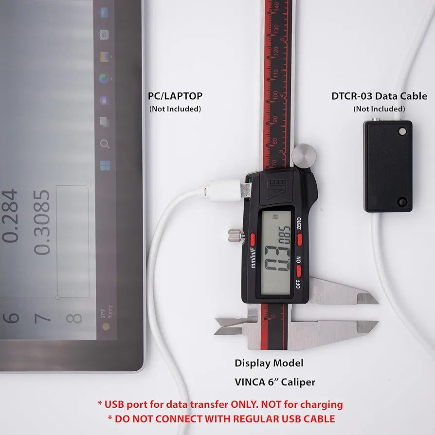 VINCA IP54 Grade Digital Caliper, DCLA-1205 12 Inch/300mm, Inch/Millimeter/Fraction Conversion, Stainless Steel, Large LCD Screen