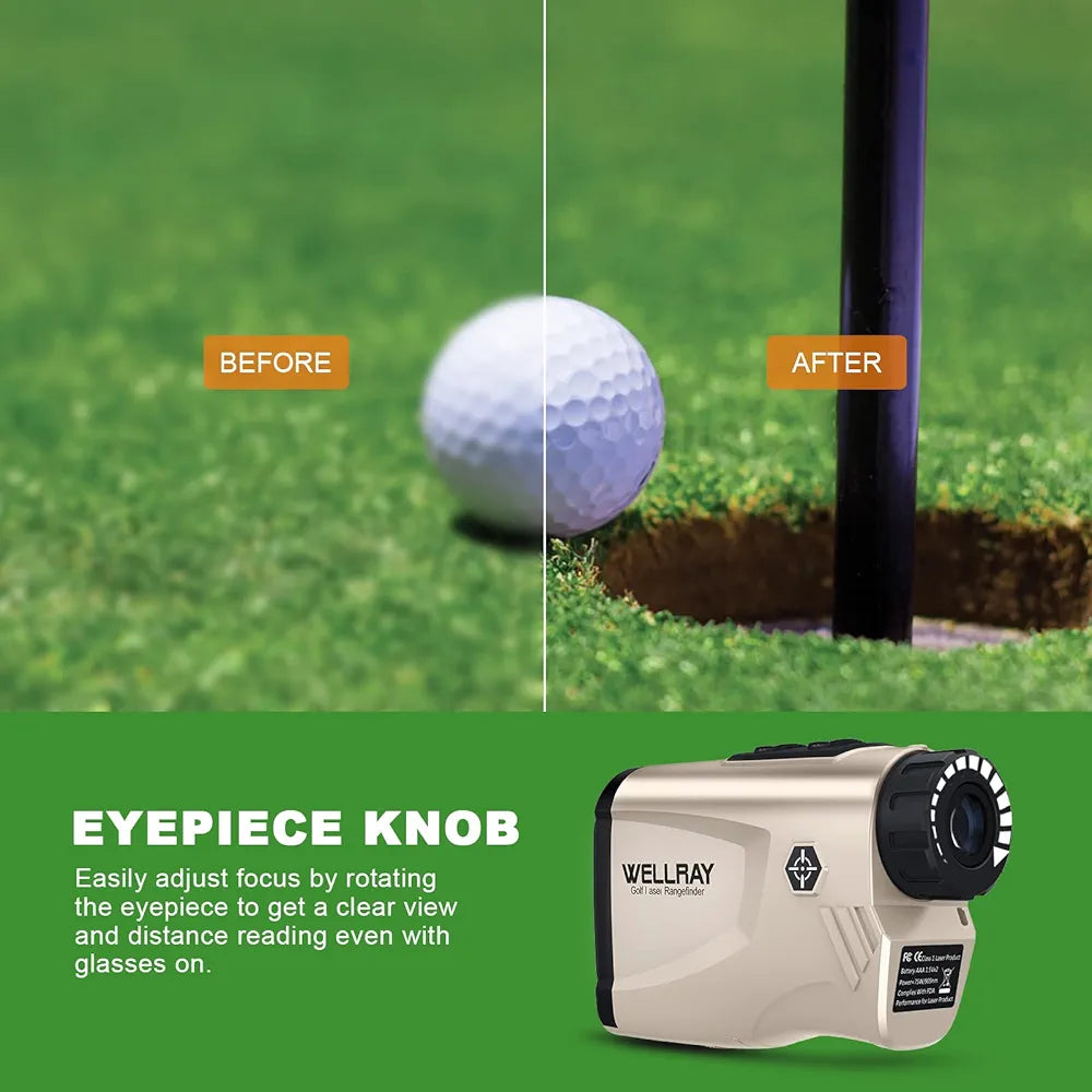 WELLRAY Golf Rangefinder, Laser Golf Rangefinder with Slope,650 Yards Rang Finder Devices with 6X Magnification & Flag Pole Locking Vibration Function, Range Finder for Golfing & Hunting,3 Modes