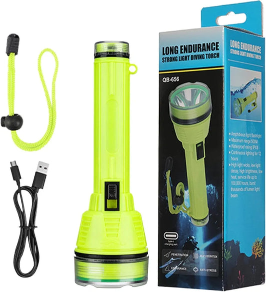 Bright Underwater Flashlight,Torch Rechargeable for Diving Snorkeling Equipment 200 Meters Submarine Shrimping