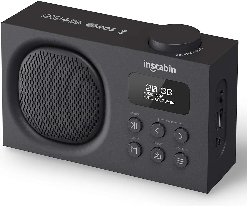 Inscabin P2 Portable DAB/DAB+FM Digital Radio/Bluetooth Portable Wireless Speaker/Nice Design/Dual Alarm Clock (Black)