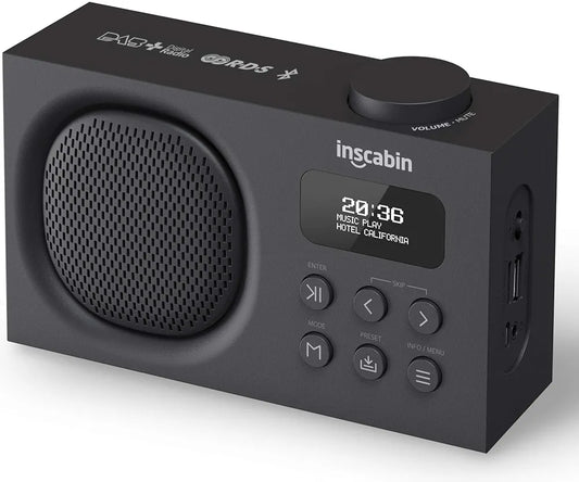 Inscabin P2 Portable DAB/DAB+FM Digital Radio/Bluetooth Portable Wireless Speaker/Nice Design/Dual Alarm Clock (Black)