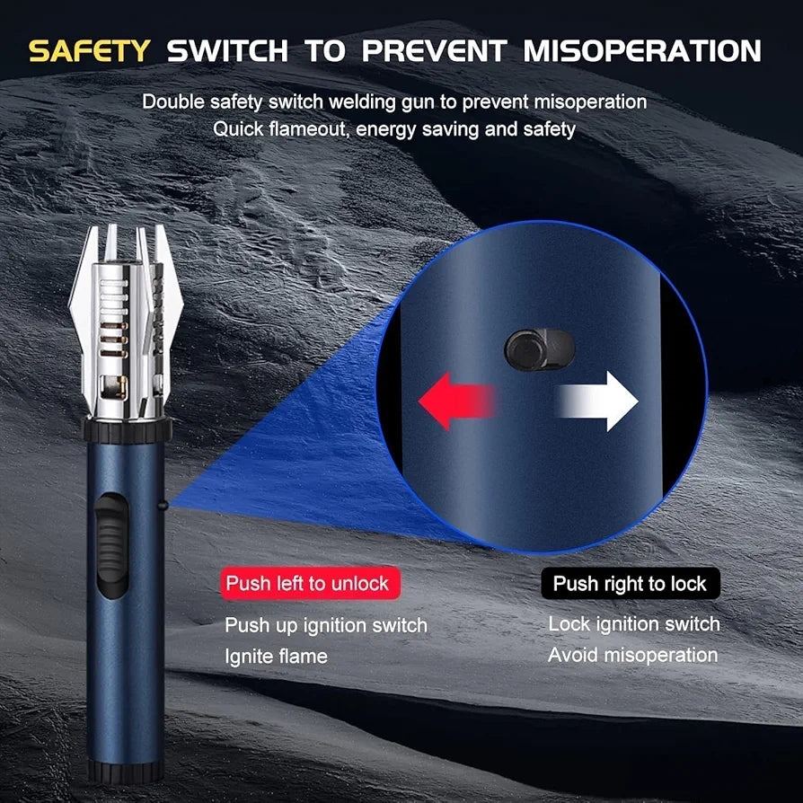 Jet Lighter, 7.8 inch Gas Lighter with Flame Locking Function, Refillable Windproof Long Lighter