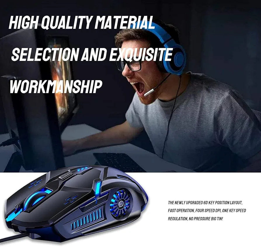 Gaming mouse Adjustable wired optical mouse 6D 4 -speed DPI RGB gaming mouse 7- color backlit silent mouse for No. 1 laptop