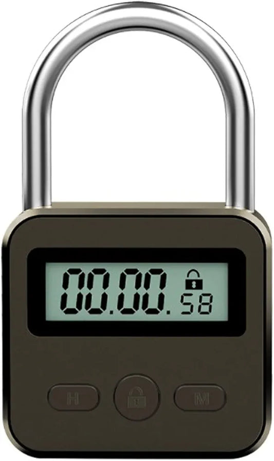 Ideashop Smart Time Lock 99 Hours Max Timing Lock with LCD Display USB Rechargeable Security Padlock Heavy Duty Metal Electronic Timer Lock