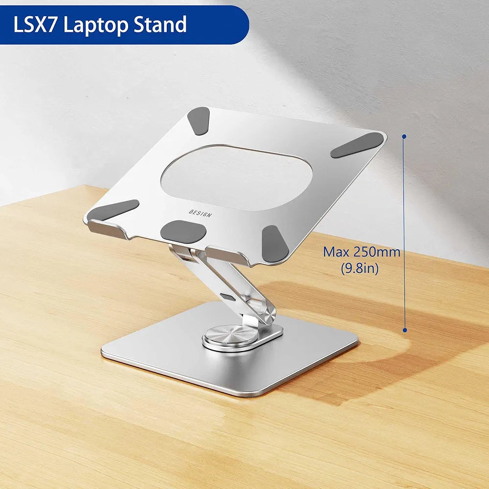 Laptop Stand, 360 Angle Adjustable Rotating Base, Ergonomic Adjustable Laptop Stand, Computer Riser Stand Compatible with Laptops Between 10-15.6" (Silver)