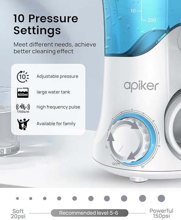 Apiker Water Flosser Electric Oral Irrigator for Dental Plaque Removal