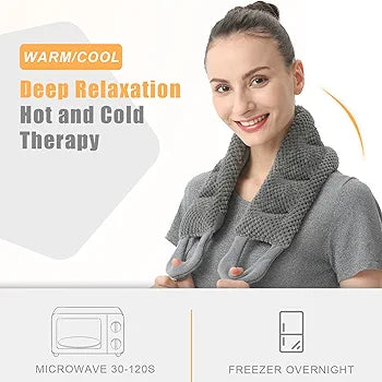 UNCN Long Heating pad for Neck and Shoulders Back 33 * 5.9" microwavable Large Moist Heat Pack Warm hot Compress Neck wrap Weighted Bag Massage Reusable Herbal Nature Calming Portable