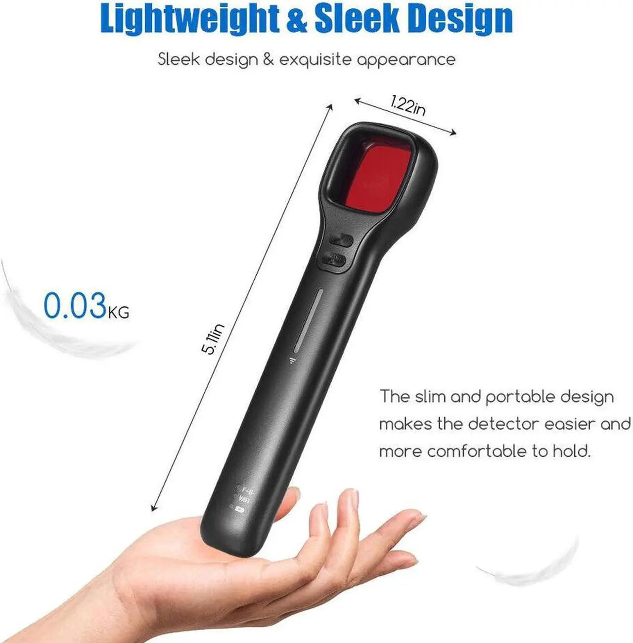 VOIVEY G6 Sport Bug Detector for Hidden Camera, Fashionable Privacy Protector with Anti Theft System, Hidden Camera Detectors, 7 Levels Sensitivity, 30H Working Time Black