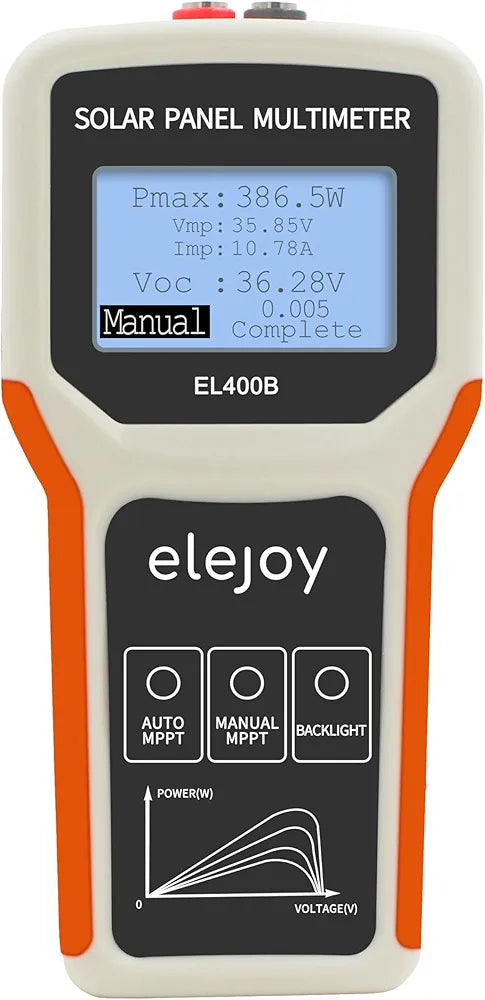 Solar Panel Tester 400W - MPPT Photovoltaic Multimeter & Watt Meter | Measures Power Output, Performance, and Open Circuit Voltage | Smart Portable Tool for Solar PV Panel Data & Troubleshoot