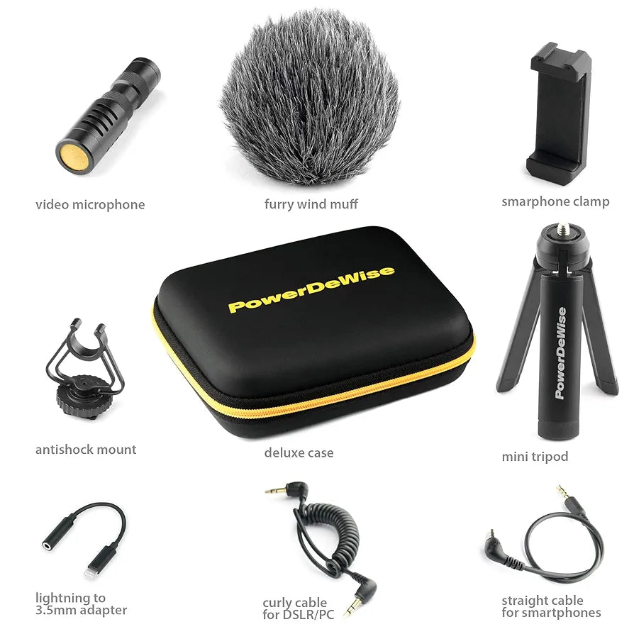 PowerDeWise Wireless Lavalier Microphone Video Mic kit for smartphone & DASLR