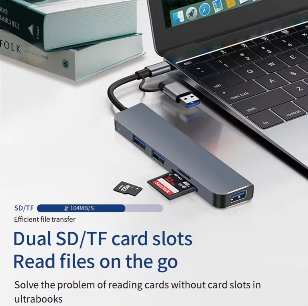 Type C And USB Hub USB 3.0 2.0 TF SD Card Reader 5 In 1