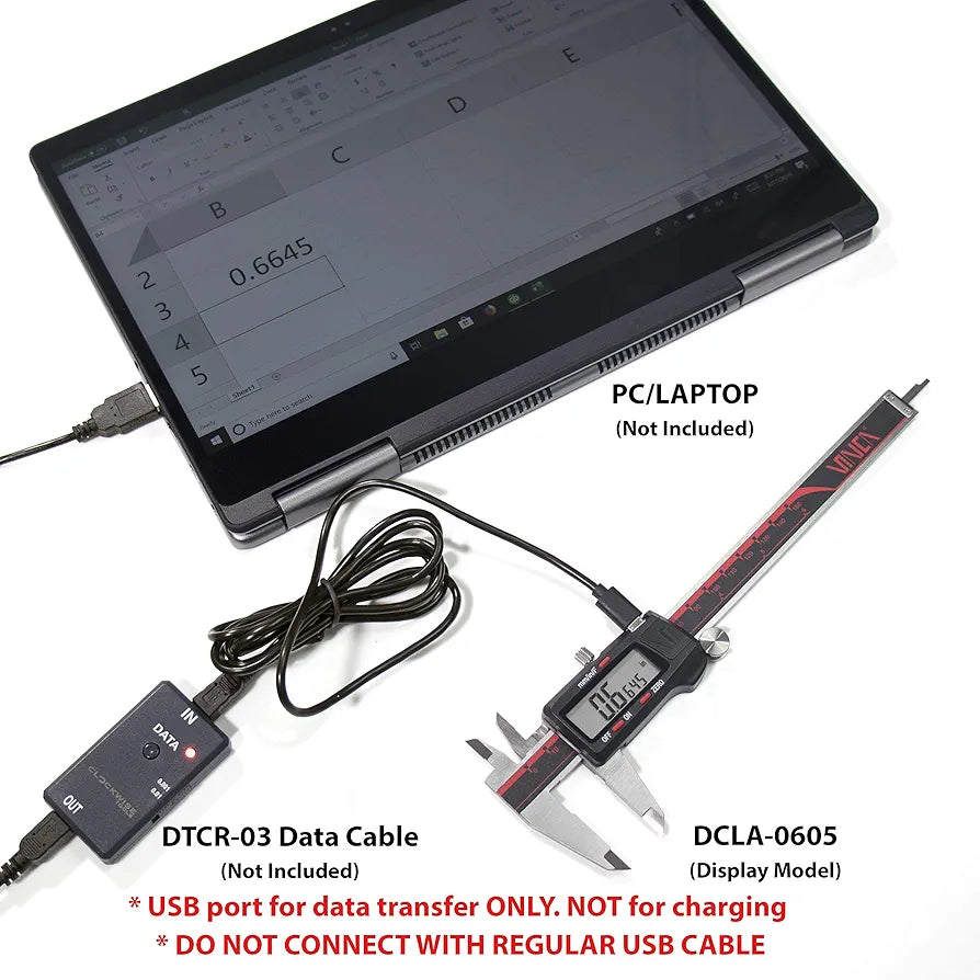 VINCA IP54 Grade Digital Caliper, DCLA-0805 8 Inch/200mm, Inch/Millimeter/Fractions Conversion, Stainless Steel, Large LCD Screen