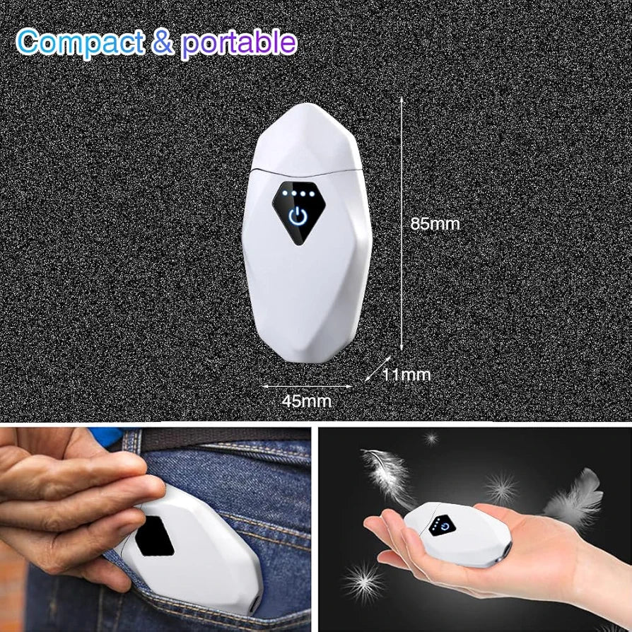 Diamond Electric Touch Plasma Windproof Dual Arc Lighter - Rechargeable USB with LED Battery Indicator