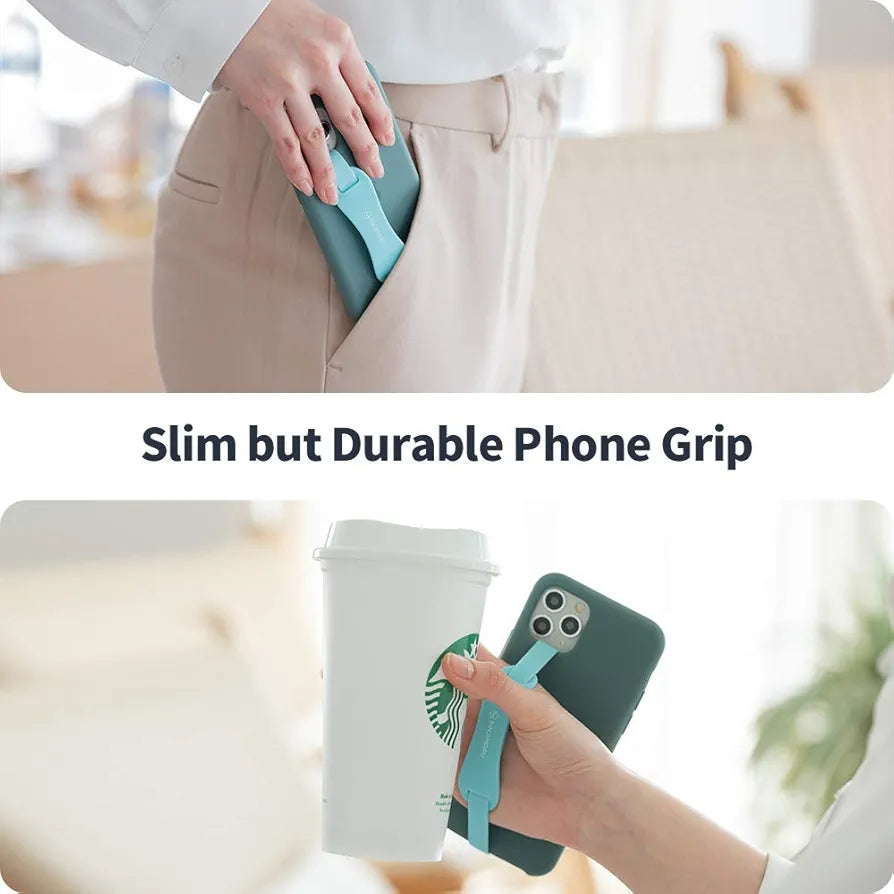 Sinjimoru Universal Silicone Phone Grip Holder, As Cell Phone Stand, With Elastic Phone Finger Strap For Android/Iphone Case.