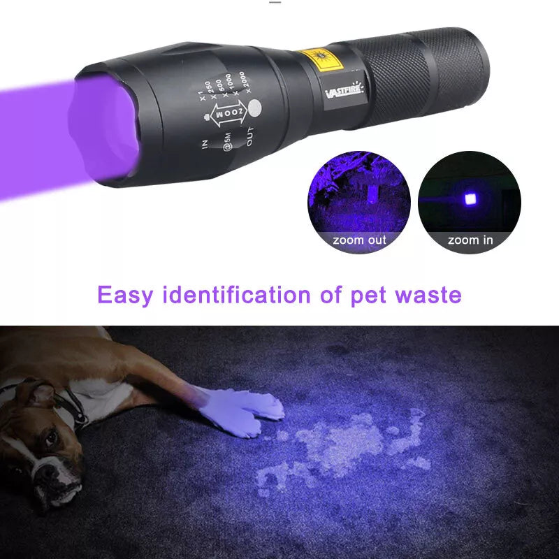 Black Light Flashlight 365nm, Ultra Violet Flashlight Black Light Flashlight Pet Urine Detection Lamp Flashlight High Brightness Handheld LED Torch for Pet Urine Paper