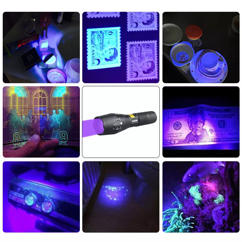 Black Light Flashlight 365nm, Ultra Violet Flashlight Black Light Flashlight Pet Urine Detection Lamp Flashlight High Brightness Handheld LED Torch for Pet Urine Paper