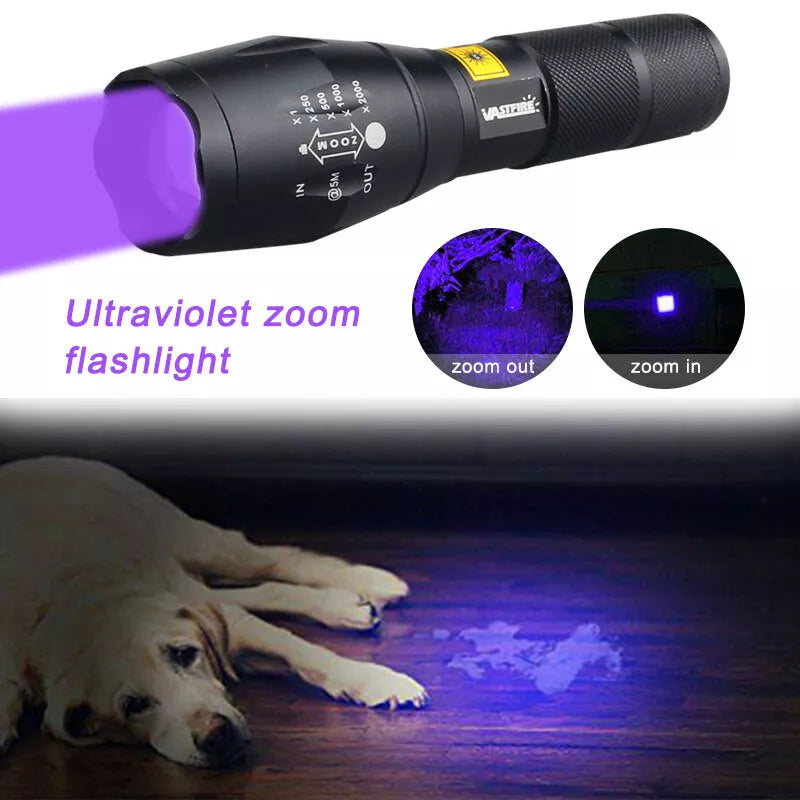 Black Light Flashlight 365nm, Ultra Violet Flashlight Black Light Flashlight Pet Urine Detection Lamp Flashlight High Brightness Handheld LED Torch for Pet Urine Paper