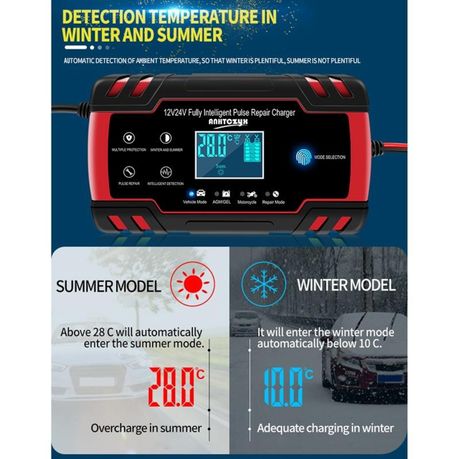 Car Battery Charger 12V/8A 24V/4A Automatic Smart Battery Charger/Maintainer Trickle Charger with LCD Screen Pulse Repair Charger Pack for Car Truck Motorcycle Lawn Mower Boat etc