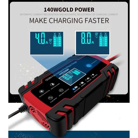 Car Battery Charger 12V/8A 24V/4A Automatic Smart Battery Charger/Maintainer Trickle Charger with LCD Screen Pulse Repair Charger Pack for Car Truck Motorcycle Lawn Mower Boat etc