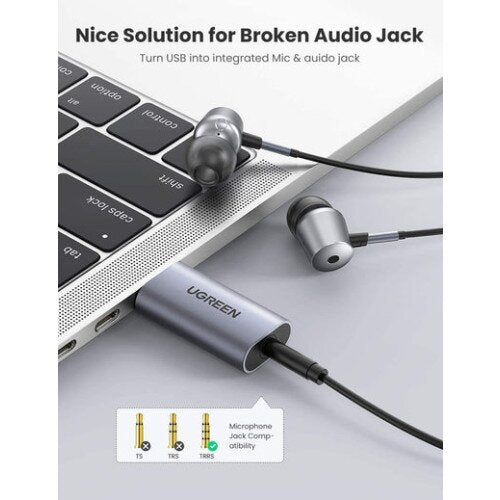 Ugreen USB to Audio Jack USB External Sound Card 3.5mm Audio Adapter